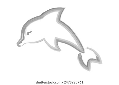 Dolphin. Sketch. Vector illustration. Hand drawn watercolor drawing. Outline on a white isolated background. Marine mammal. An ocean dweller with fins and a tail. Coloring book for children. 