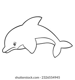 dolphin sketch vector illustration,
isolated on white background.Top view