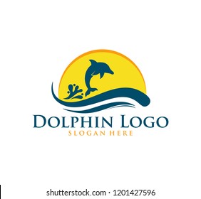 dolphin smart animal vector logo design inspiration for sanctuary, zoo, park, and other business related