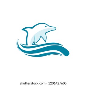 dolphin smart animal vector logo design inspiration for sanctuary, zoo, park, and other business related