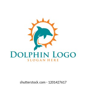 dolphin smart animal vector logo design inspiration for sanctuary, zoo, park, and other business related
