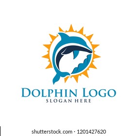 dolphin smart animal vector logo design inspiration for sanctuary, zoo, park, and other business related
