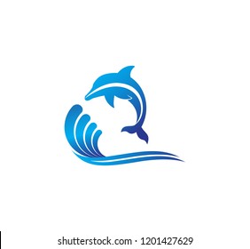 dolphin smart animal vector logo design inspiration for sanctuary, zoo, park, and other business related