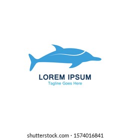 Dolphin smart fish jump logo in the sea template design