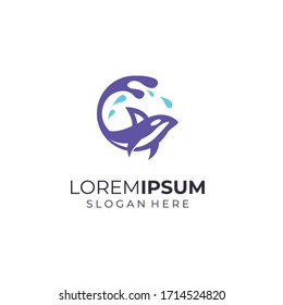 Logo für intelligente Delphine-Fische-Sprung im Meer