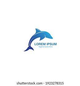 Dolphin smart fish jump logo in the sea template design