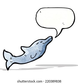 dolphin with speech bubble cartoon