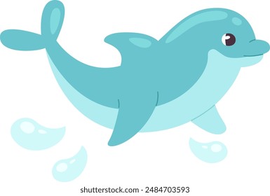 Dolphin Splashing Water Vector Illustration