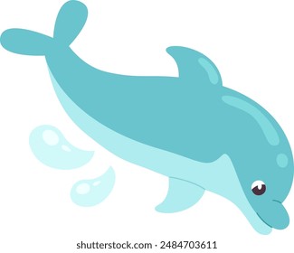 Dolphin Splashing Water Vector Illustration