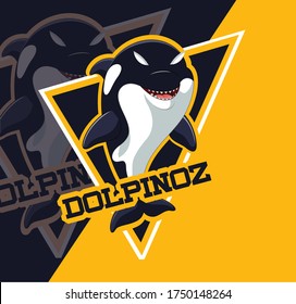 dolphin sport gaming logo vector badges emblem