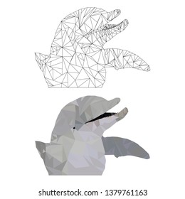 Dolphin in the style of Low Poly, polygonal pattern, vector