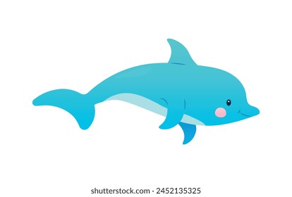 Dolphin. Summer, vacation concept. Vector illustration of a sea dweller in flat style. Water show. Cute character in children's style. Smart fish.
EPS10