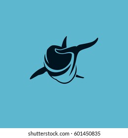 dolphin swim away logo sign vector illustration on blue background