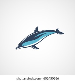 dolphin swim color logo sign vector illustration on white background