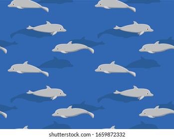 Dolphin Swimming Cartoon Vector Seamless Background Wallpaper-01