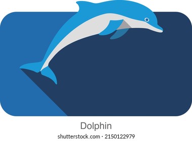 Dolphin Schwimmen im Meer, Springen, flaches Icon-Design, Vektorgrafik