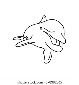 Dolphin swimming symbol simple line icon on background