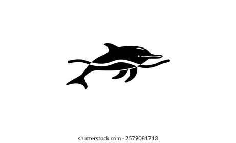 dolphin symbol, black isolated silhouette