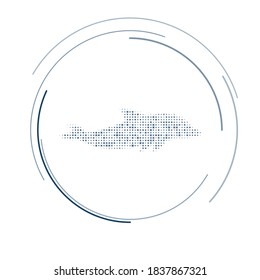 The dolphin symbol filled with dark blue dots. Vector illustration on white background