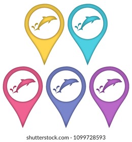 Dolphin in the technique of paper cut out. Fish. Sea creature.