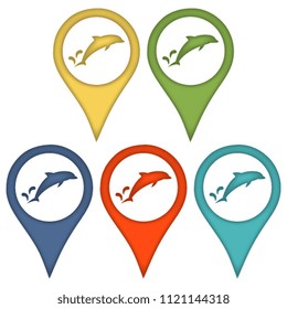 Dolphin in the technique of paper cut out. Fish. Sea creature.