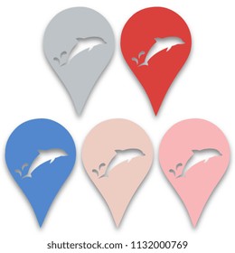 Dolphin in the technique of paper cut out. Fish. Sea creature.