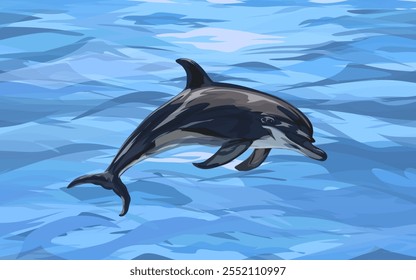 a dolphin that is jumping on the surface of the sea water