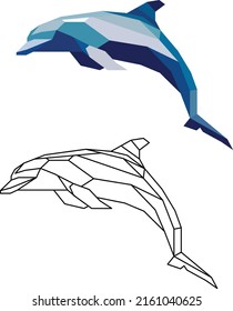 dolphin from triangles, geometric logo