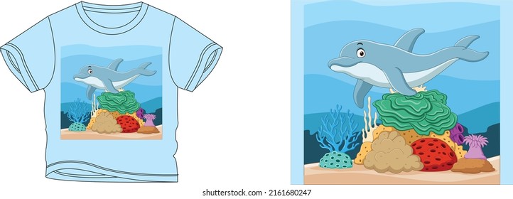 dolphin t-shirt design background color is a sky blue and t-shirt color is a sky blue beautiful color and beautiful design