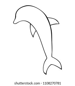 Dolphin. Vector black illustrations. Isolated on white background. Hand drawn design element for web and poster