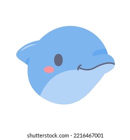 Dolphin vector. cute animal face design for kids
