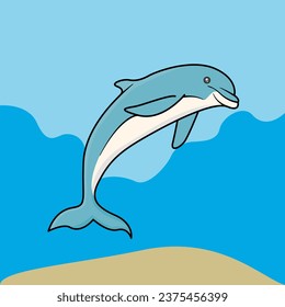 DOLPHIN VECTOR DESIGN. ILLUSTRATION OF ANIMALS IN THE SEA. MARINE LIFE.