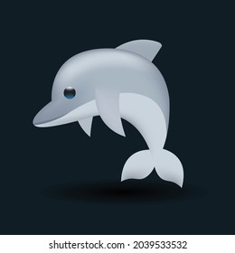 Dolphin vector emoji illustration isolated on background. 3d illustration.