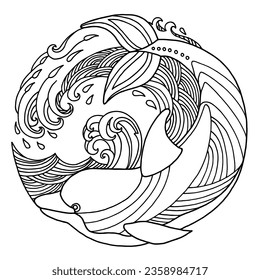 Dolphin vector grafic for coloring logo