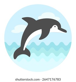 Dolphin vector icon. Beach. Summer. Summertime. Holiday. Vacation, eps 10