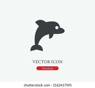 Dolphin vector icon. Editable stroke. Symbol in Line Art Style for Design, Presentation, Website or Mobile Apps Elements, Logo. Dolphin symbol illustration. Pixel vector graphics - Vector