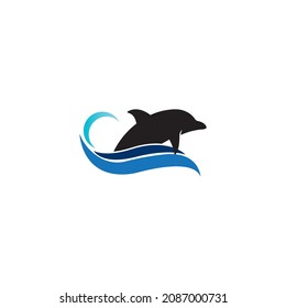 Dolphin vector icon illustration logo templat.