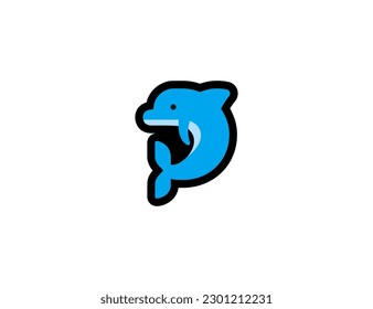 Dolphin vector icon on a white background. Dolphin emoji illustration. Isolated Dolphin vector emoticon