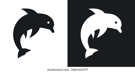 Dolphin vector icon set in black color.