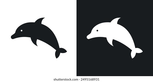 Dolphin vector icon set in solid style.
