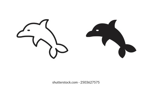 Dolphin vector icon in solid and outline style