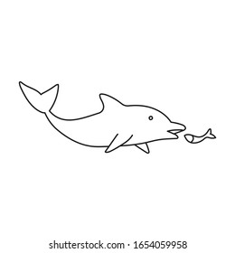 Dolphin vector icon.Outline vector icon isolated on white background dolphin .