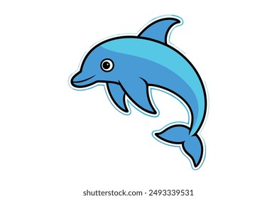Dolphin vector illustration in cartoon, clipart, and line art styles for digital use