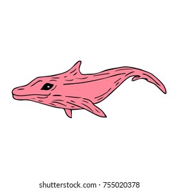 Dolphin vector illustration. Doodle style. Design, print, logo, decor, textile, paper