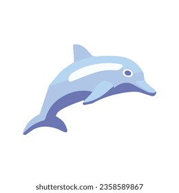Dolphin vector illustration, flat cute dolphin icon isolated on a white background