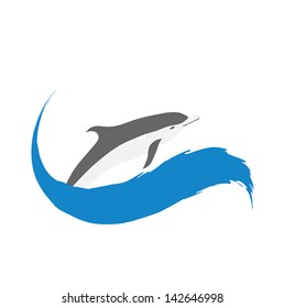 Ilustración vectorial delfín, icono aislado en blanco