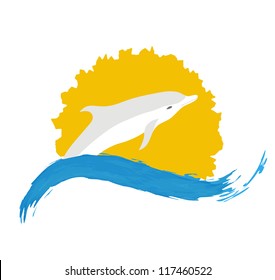 Dolphin vector illustration, isolated logo on white