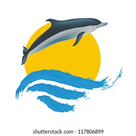 Dolphin vector illustration, isolated logo on white