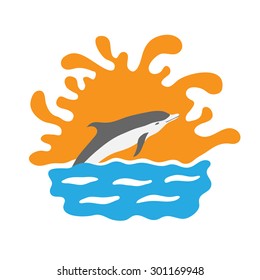 Dolphin vector illustration, isolated logo on white