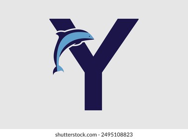 Dolphin vector illustration and letter Y for icon,